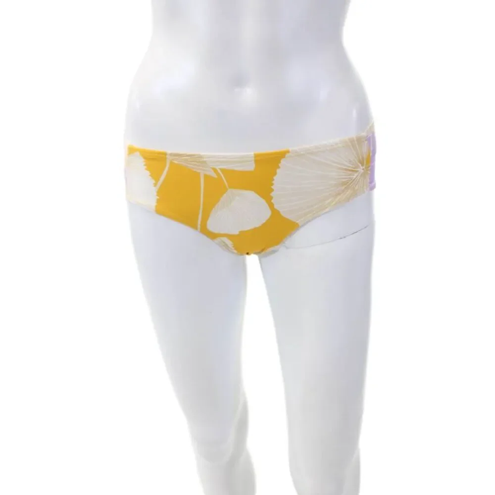 Palmacea Floral Print Cinched Cheeky Swim Bottoms Yellow Multi Size XS